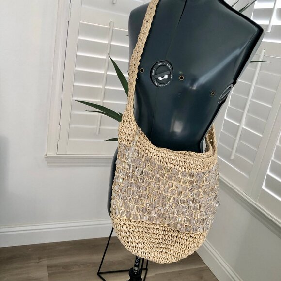 Capelli Straworld, Inc. Shoulder Tote Bag with Crystal Embellishment, Beach Bag - Picture 2 of 15